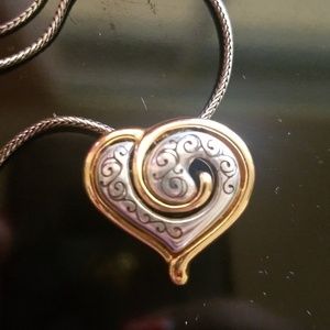 Brighton gold and silver swirl heart necklace